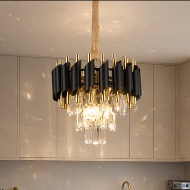 Candelabru Flippy Cristal Versailles Petito 3xE14 Auriu Lucios si Negru