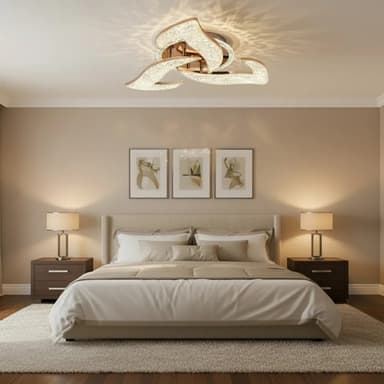 Lustra LED Flippy Eleganza cu telecomanda si cristal, 44W, 3 Surse, Lumina Rece/Calda/Neutra, Dimabila, Auriu
