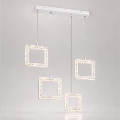 Lustra LED Flippy Eleganza 72W, telecomanda, cristal, Alb