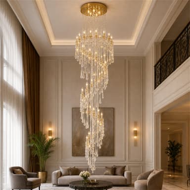 Candelabru Flippy Cristal FALL Regalis 29xE14 D80 cm Auriu Metal si Cristal