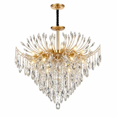 Candelabru Flippy Cristal PALERMO Regalis, 12x E14, Diametru 80cm, Auriu