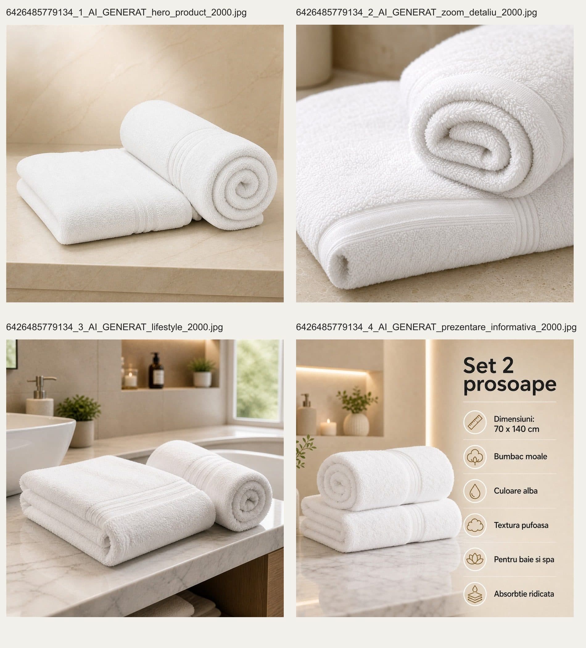 Prosoape Flippy Set 2 70x140 cm Bumbac Alb — imagine 22