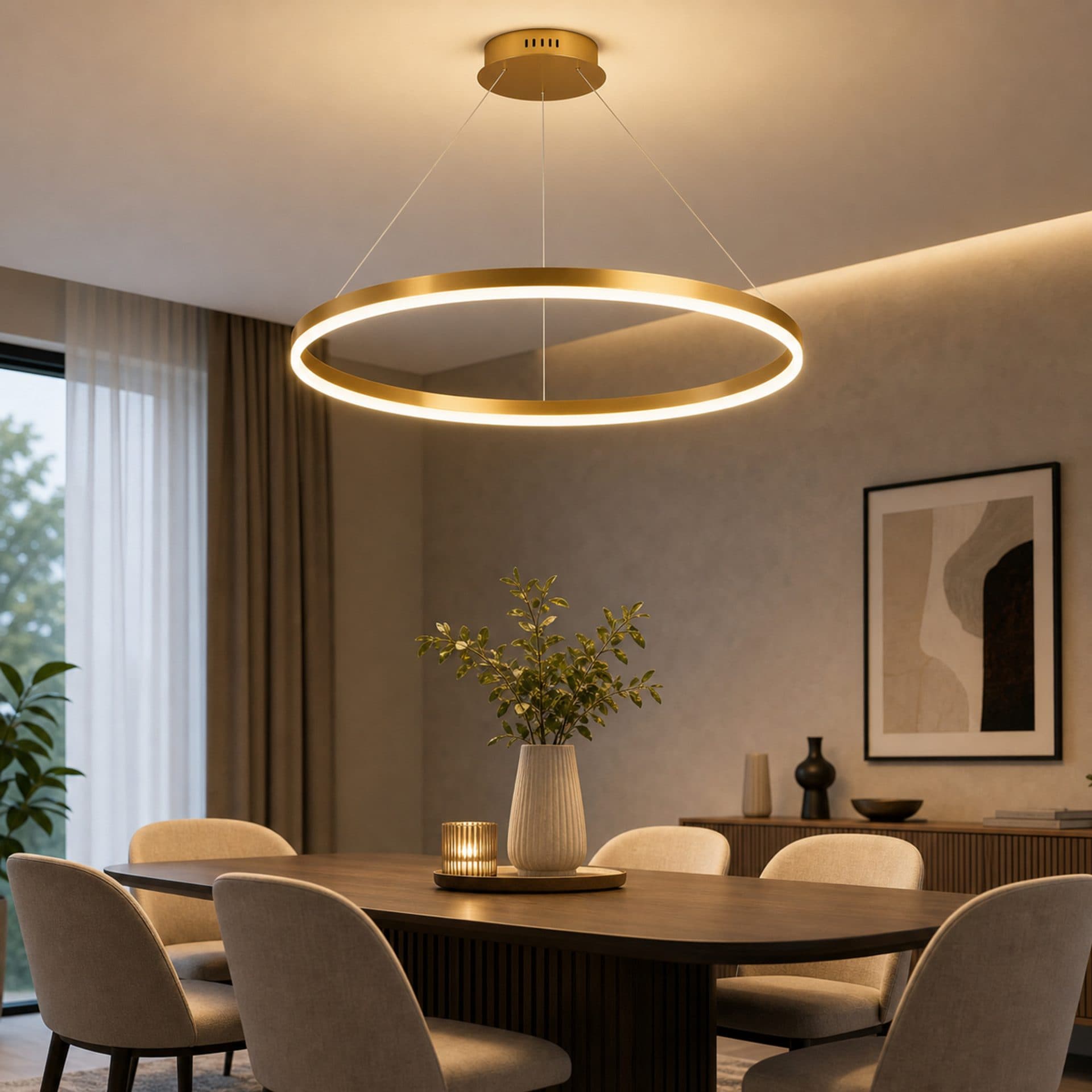 Lustra LED Suspendata Flippy ANINA 34W Diametru 50cm Auriu Lucios Alb — imagine 3