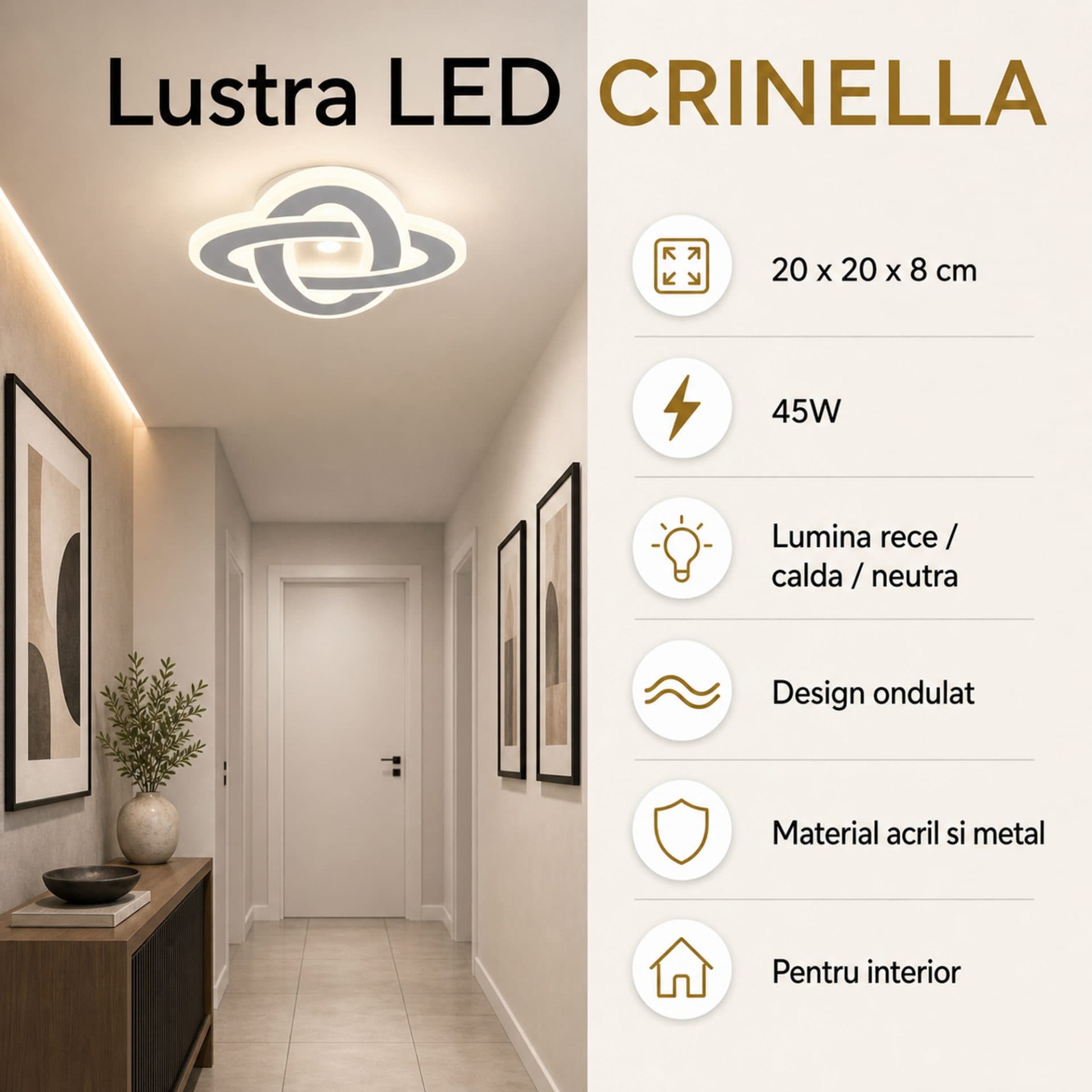 Lustra LED Flippy 45W Alb — imagine 8