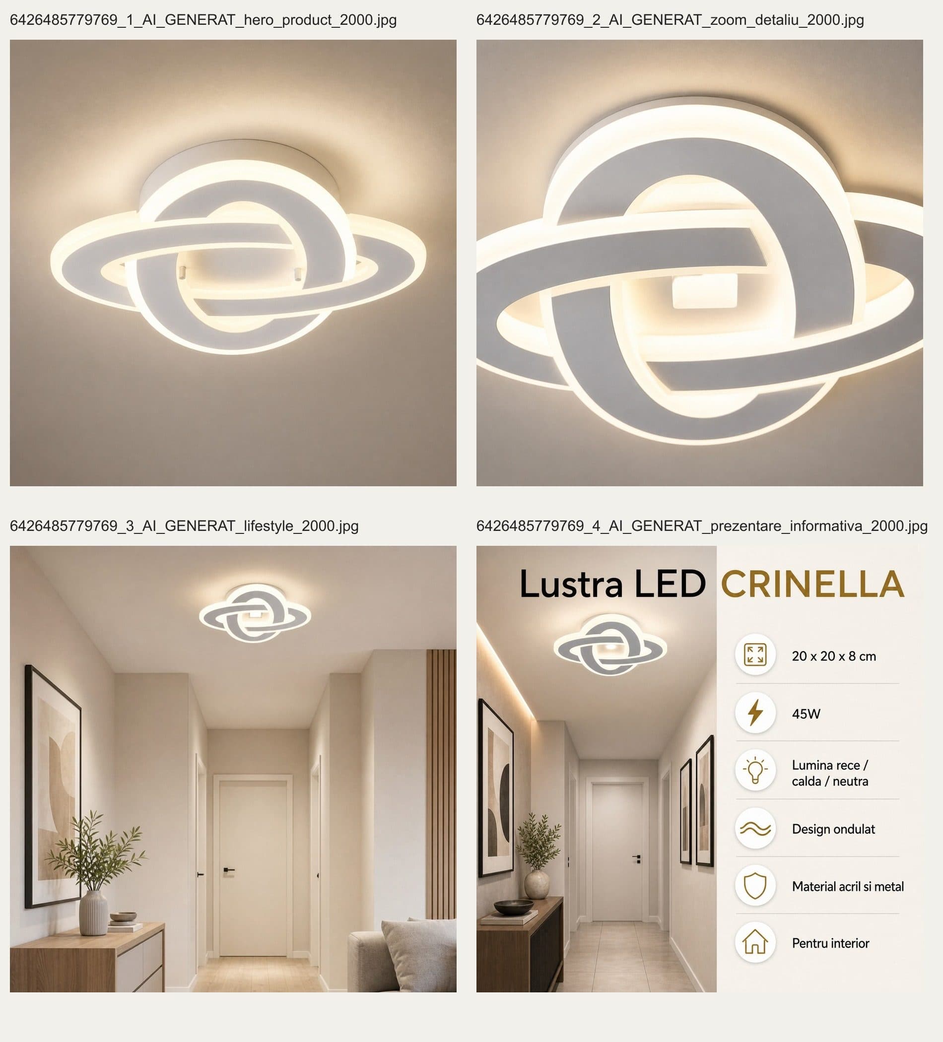 Lustra LED Flippy 45W Alb — imagine 9
