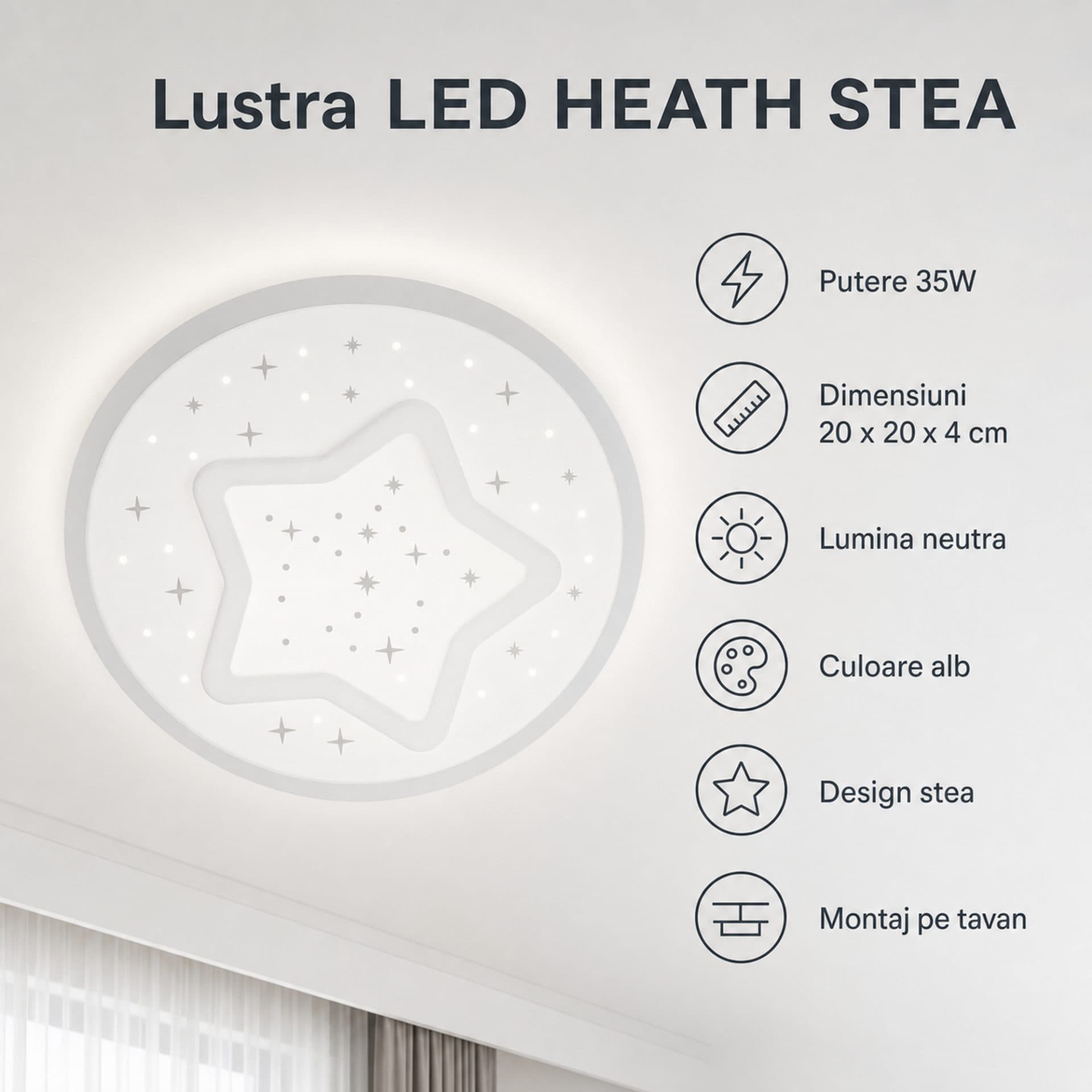 Lustra LED Flippy 35W 20cm Lumina Neutra Alb — imagine 7