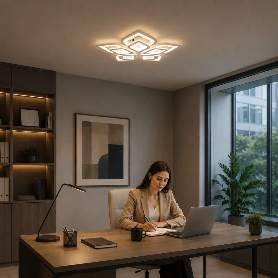Lustra LED DALIA 170W 5 Petale Dimabila Alb — imagine 2