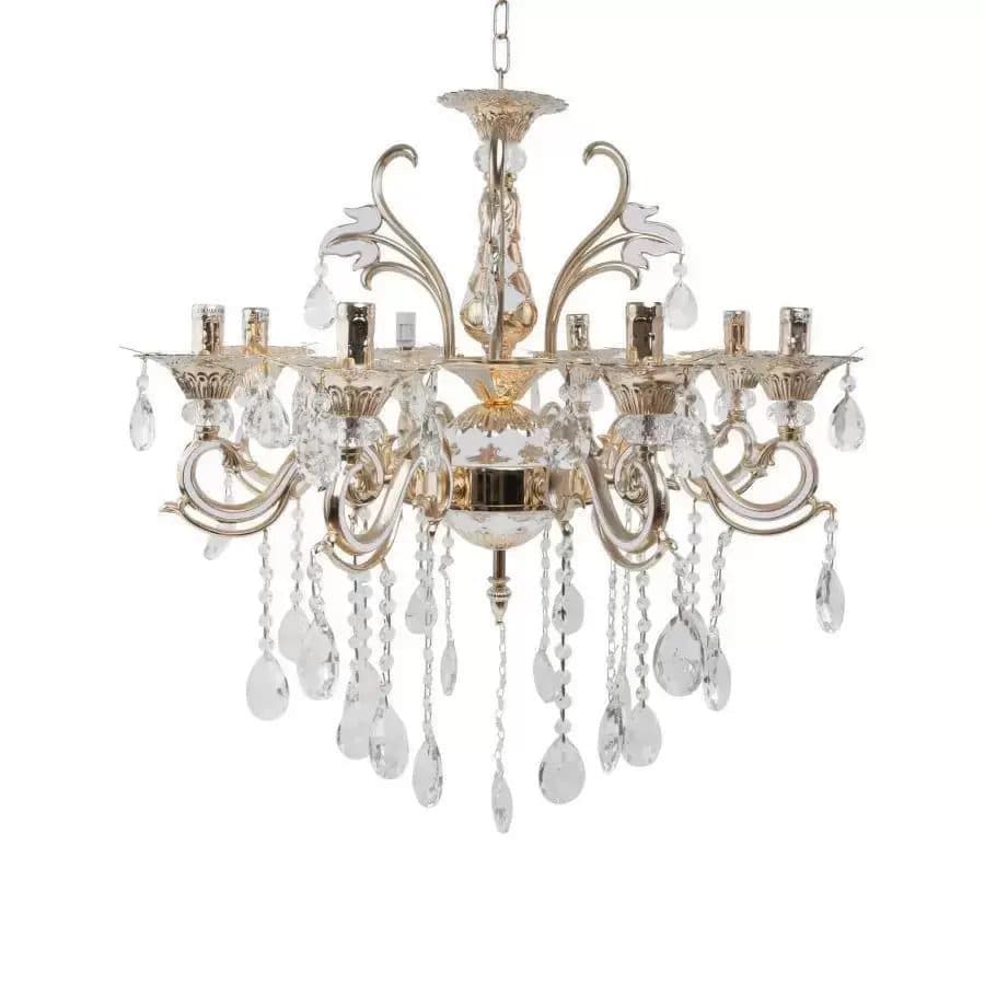 Candelabru Flippy Ludovico 8xE14 Auriu Metal si Cristal — imagine 1