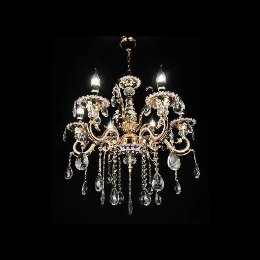 Candelabru Flippy Cristal Luciano, 6xE14, Auriu, Metal si Cristal — imagine 2