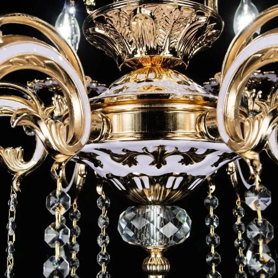 Candelabru Flippy Cristal Luciano, 6xE14, Auriu, Metal si Cristal — imagine 3