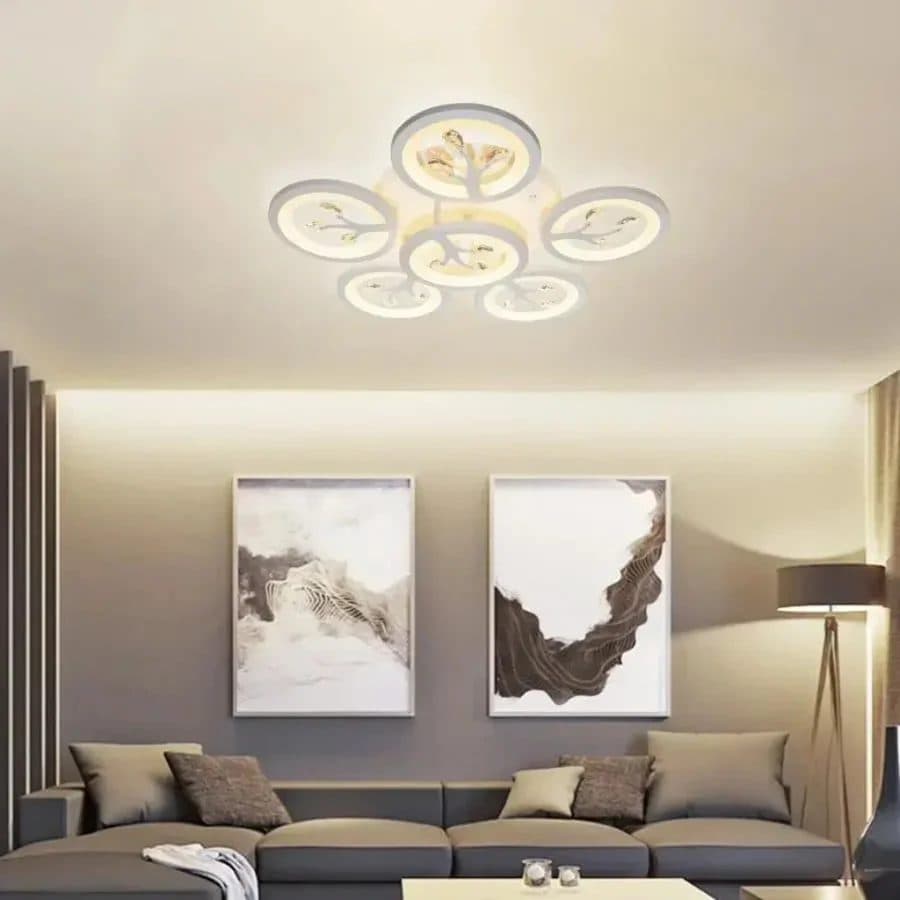 Lustra LED Flippy cu telecomanda si cristale DAISY 78W, 6 Elementele, Alb — imagine 1