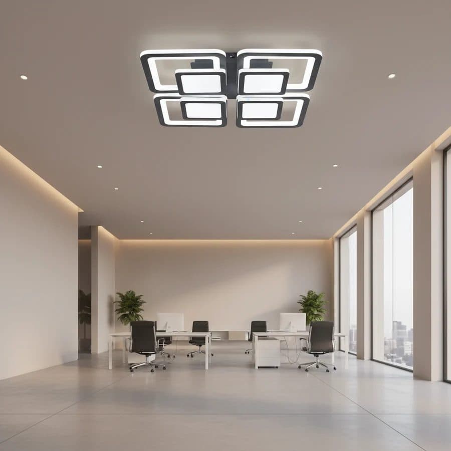 Lustra LED Flippy 96W 4 Patrate Telecomanda Negru — imagine 3