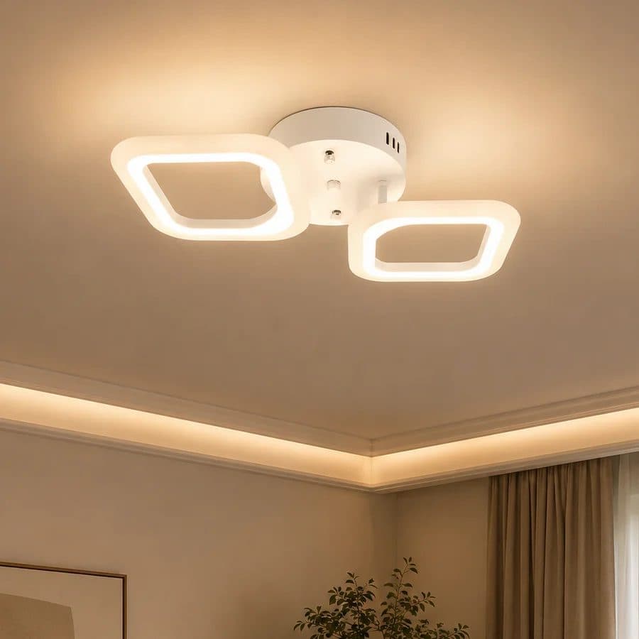 Lustra LED Flippy 27W, 2 Patrate, lumina Neutra, Alb — imagine 2