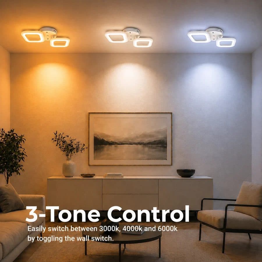 Lustra LED Flippy 27W, 2 Patrate, lumina Neutra, Alb — imagine 3