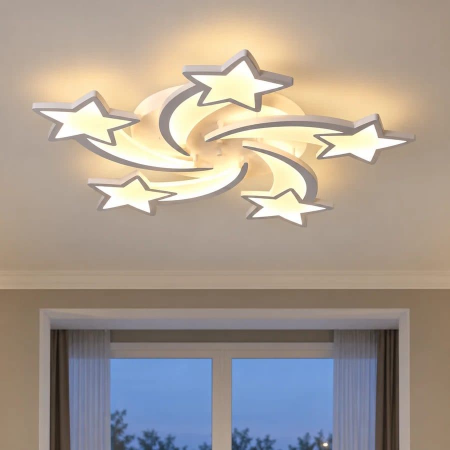 Lustra LED Flippy 85W 5 Stele Dimabila Alb — imagine 1
