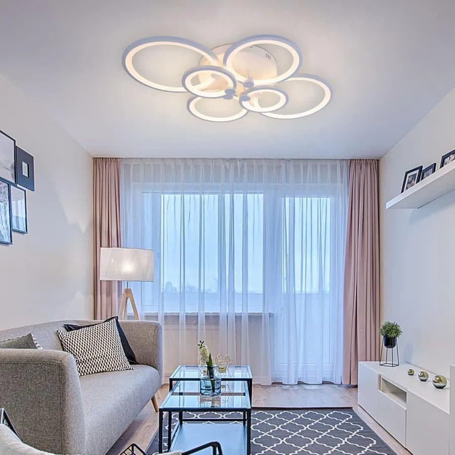 Lustra LED Flippy cu telecomanda 168W 6 Cercuri lumina Rece/Calda/Neutra Dimabila Alb — imagine 1