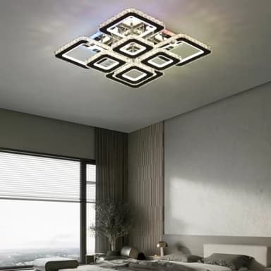 Lustra LED Flippy QUADRIA SUPREMO RGB 168W, 8 Patrate, Dimabila, Crom Lucios