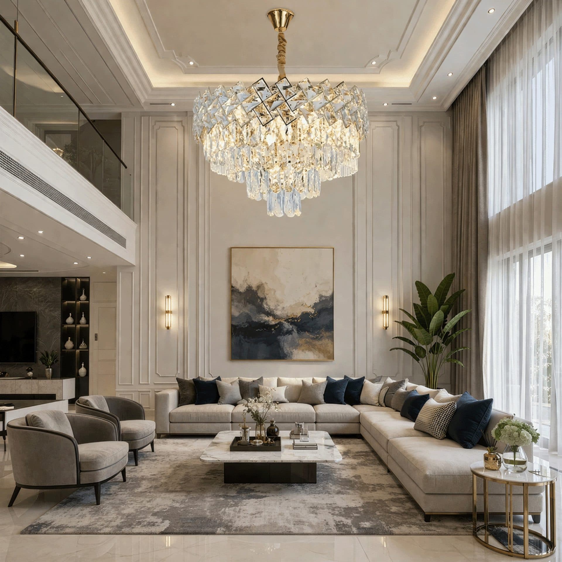 Candelabru Cristal WINDSOR Eleganza 8x E14 Auriu Lucios Metal si Cristal — imagine 1