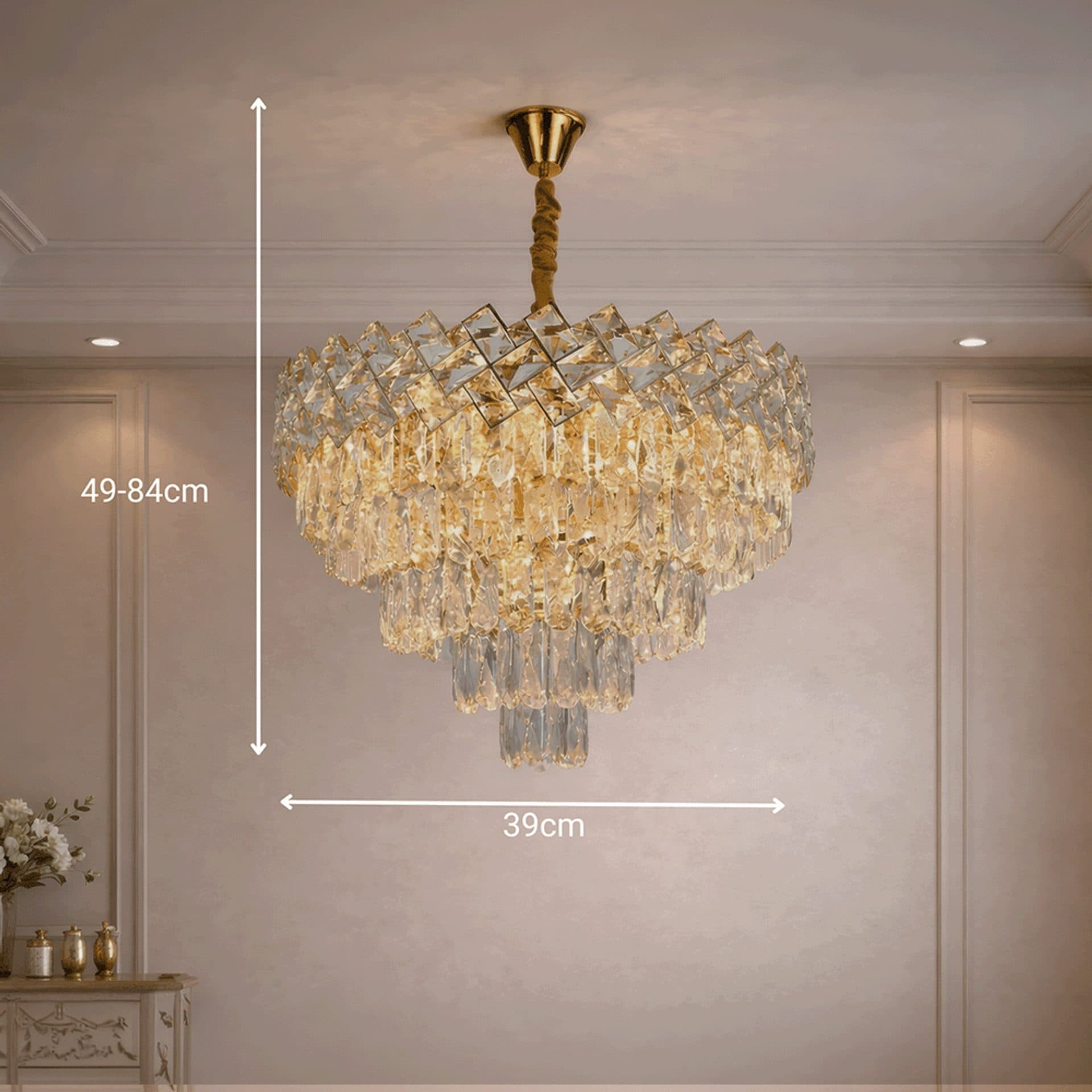 Candelabru Cristal WINDSOR Eleganza 8x E14 Auriu Lucios Metal si Cristal — imagine 3