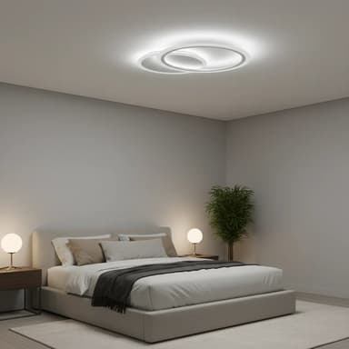 Lustra LED Flippy LUCY 27W, 2 Cercuri, Control Telecomanda, Alb, Metal si Acril