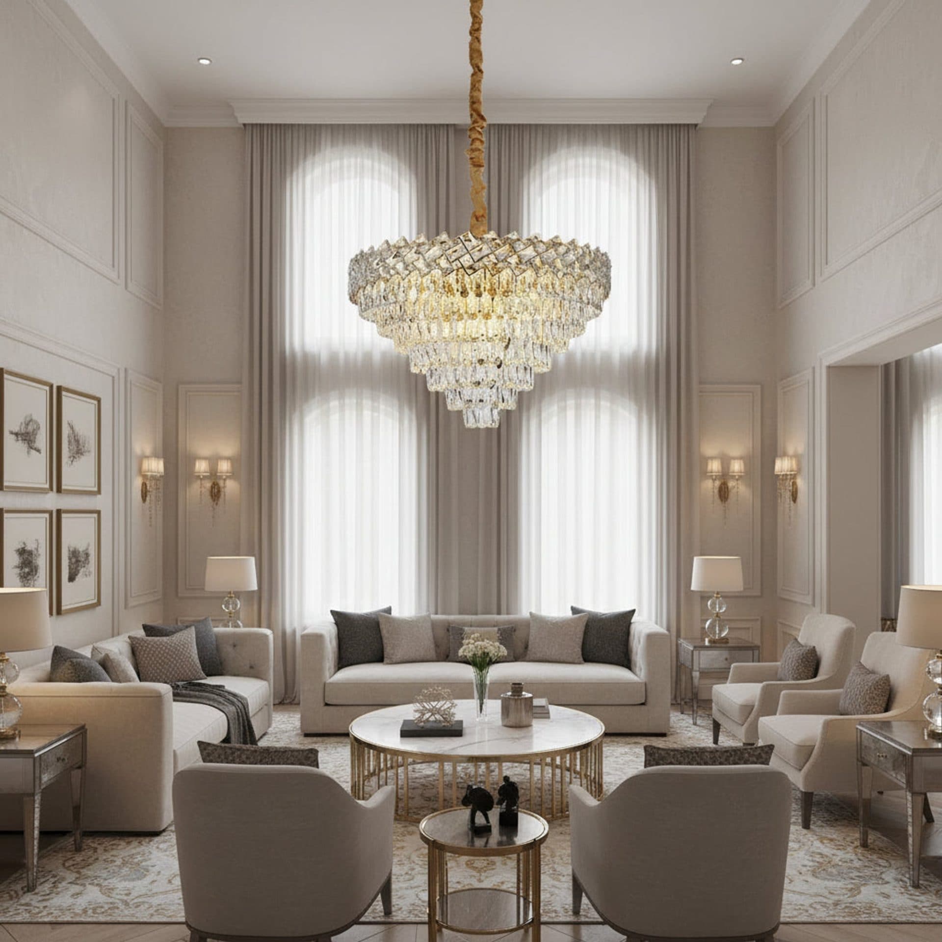 Candelabru Cristal Flippy WINDSOR Supremo 10x E14 Diametru 80cm Auriu Lucios — imagine 2