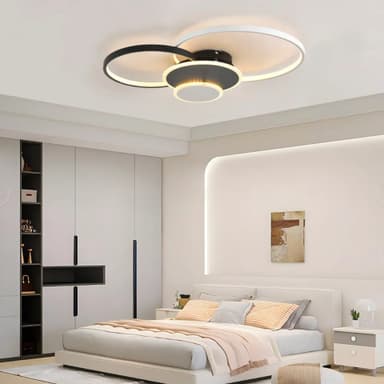 Lustra LED Flippy 80W 4 Cercuri telecomanda reglabila Negru Alb