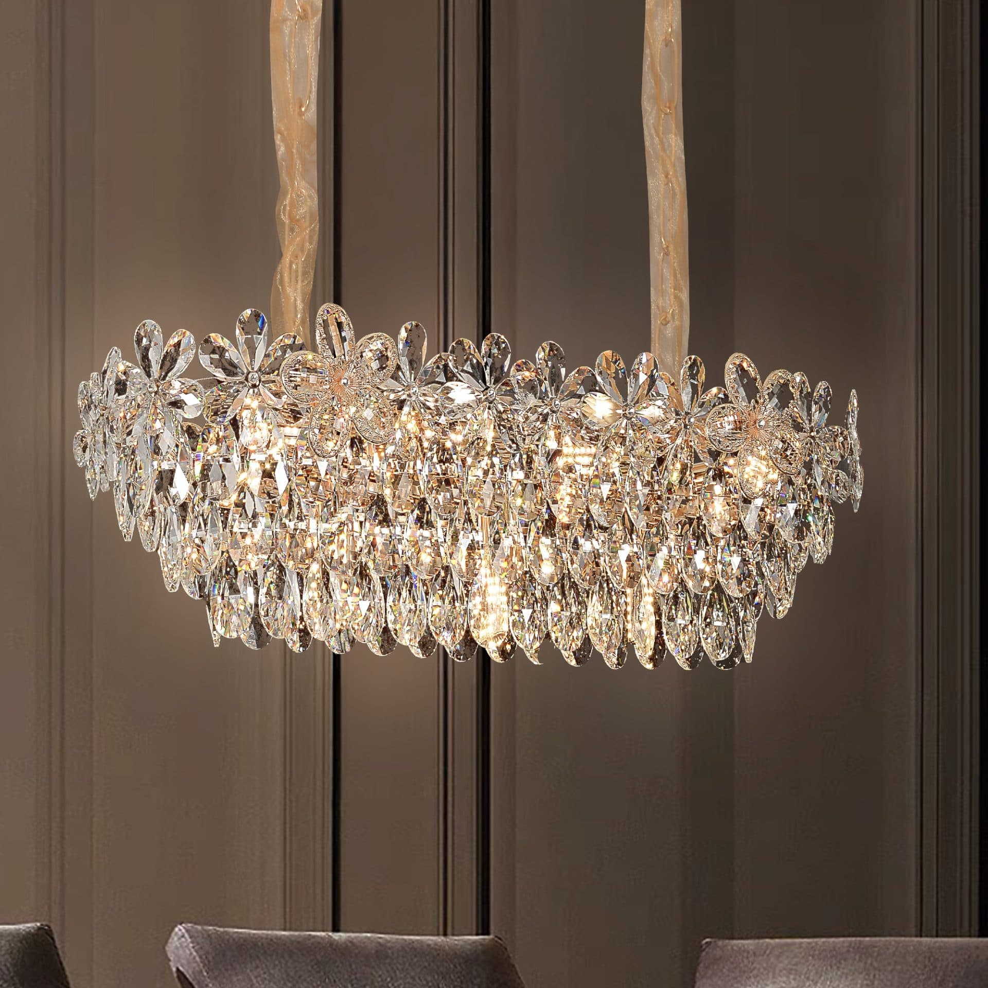 Candelabru Flippy Cristal Regalis 11x E14, 80cm, Auriu Lucios, Inaltime Reglabila, Metal si Cristal — imagine 4