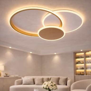 Lustra LED Flippy 46W 3 cercuri dimabila Auriu Alb