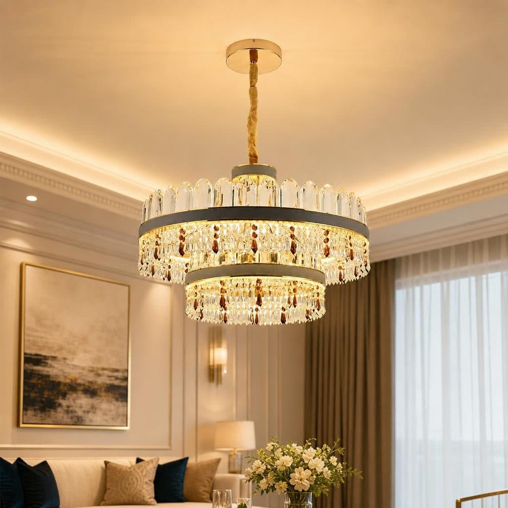 Candelabru LED Flippy Pollux 300W Diametru 75cm Auriu Cristal Dimabila — imagine 3