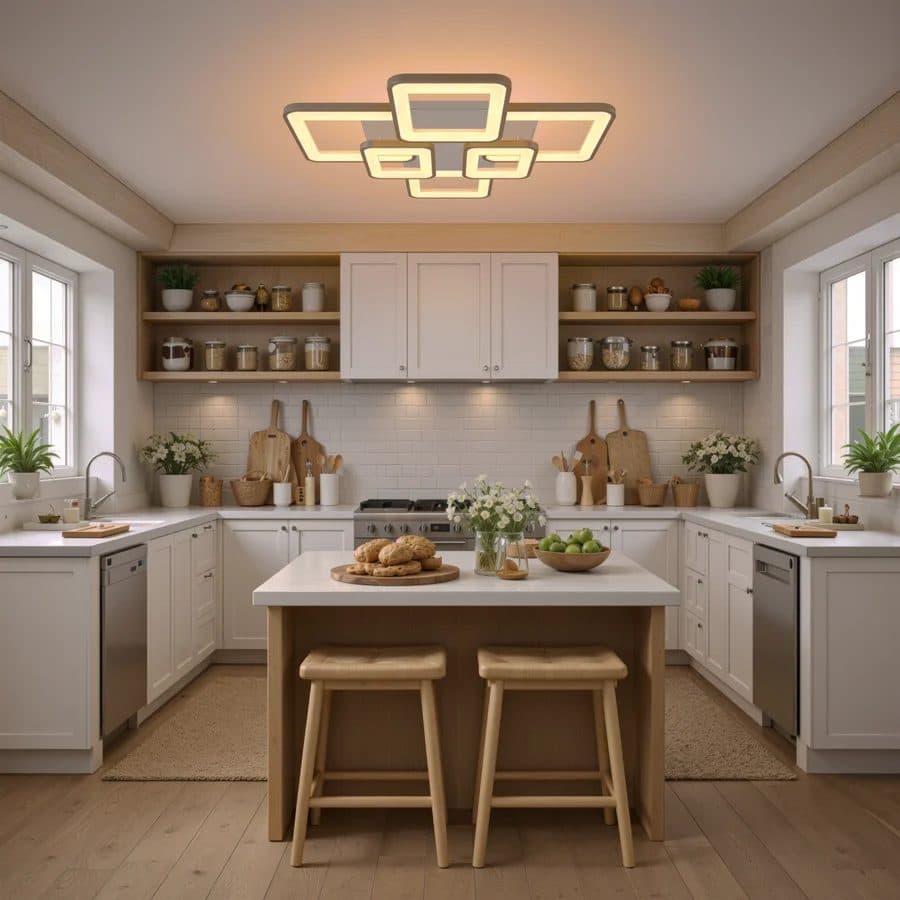 Lustra LED Flippy 119W 6 Patrate Telecomanda Alb — imagine 1