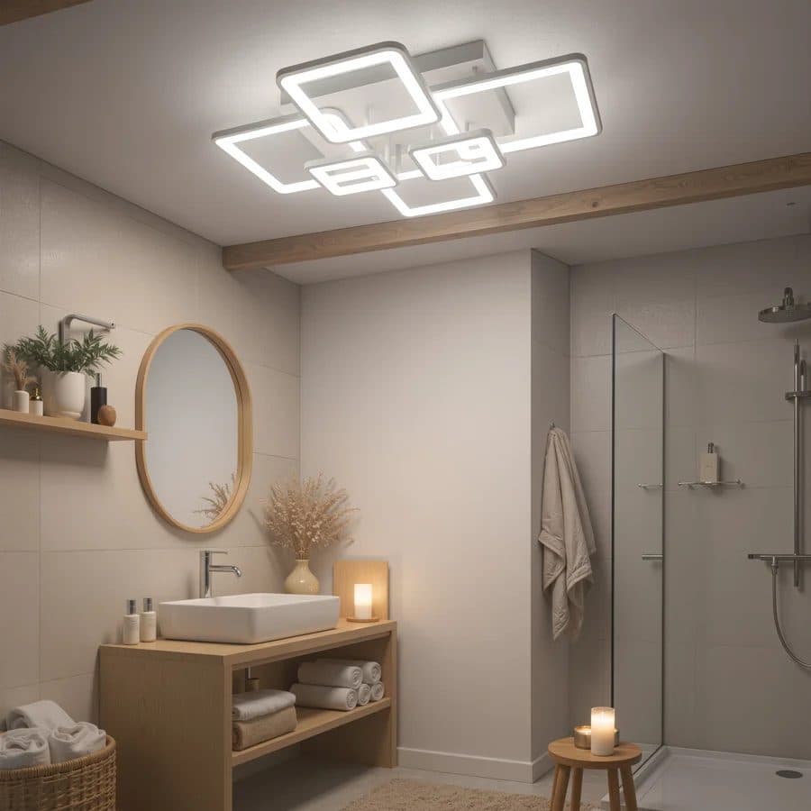 Lustra LED Flippy 119W 6 Patrate Telecomanda Alb — imagine 2