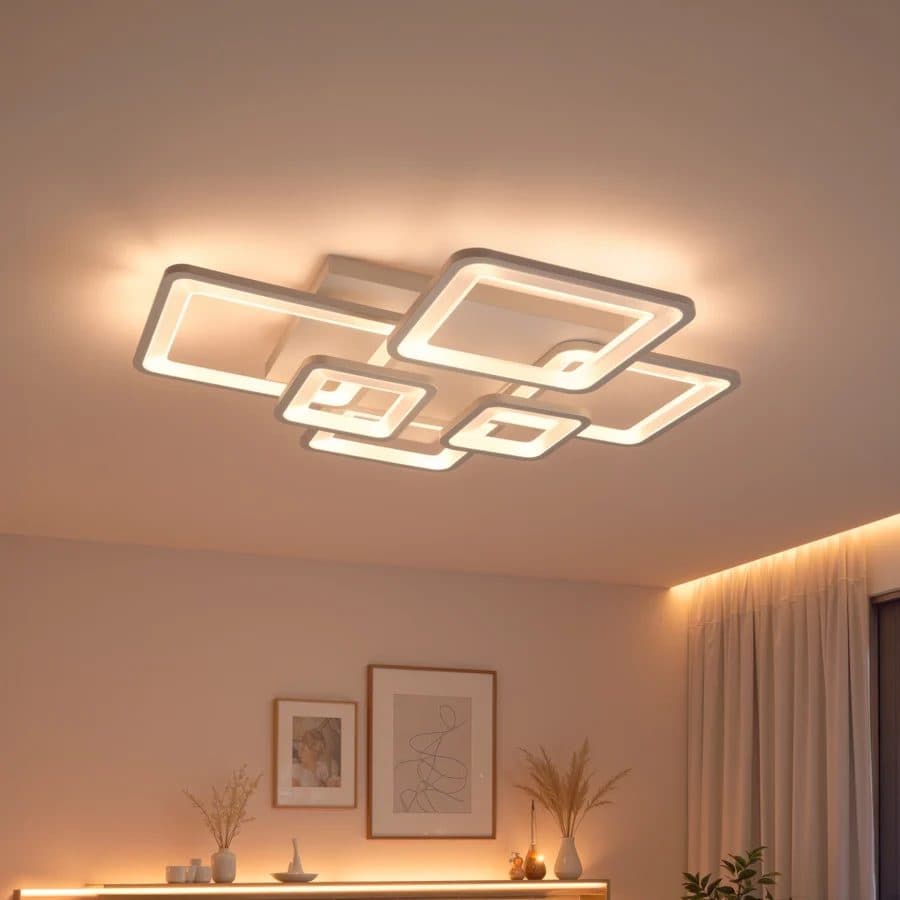 Lustra LED Flippy 119W 6 Patrate Telecomanda Alb — imagine 3