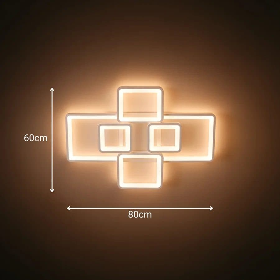 Lustra LED Flippy 119W 6 Patrate Telecomanda Alb — imagine 9