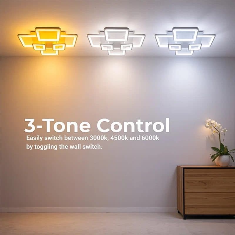 Lustra LED Flippy 119W 6 Patrate Telecomanda Alb — imagine 12
