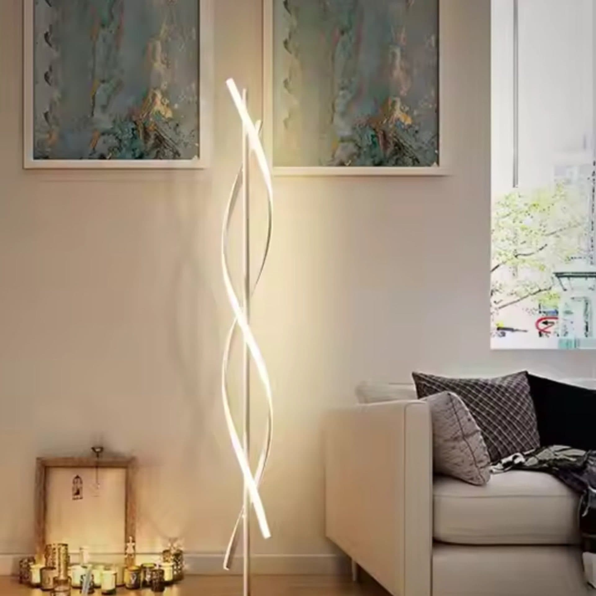 Lampadar LED 48W lumina Rece/Calda/Neutra Metal si Acril Alb — imagine 3