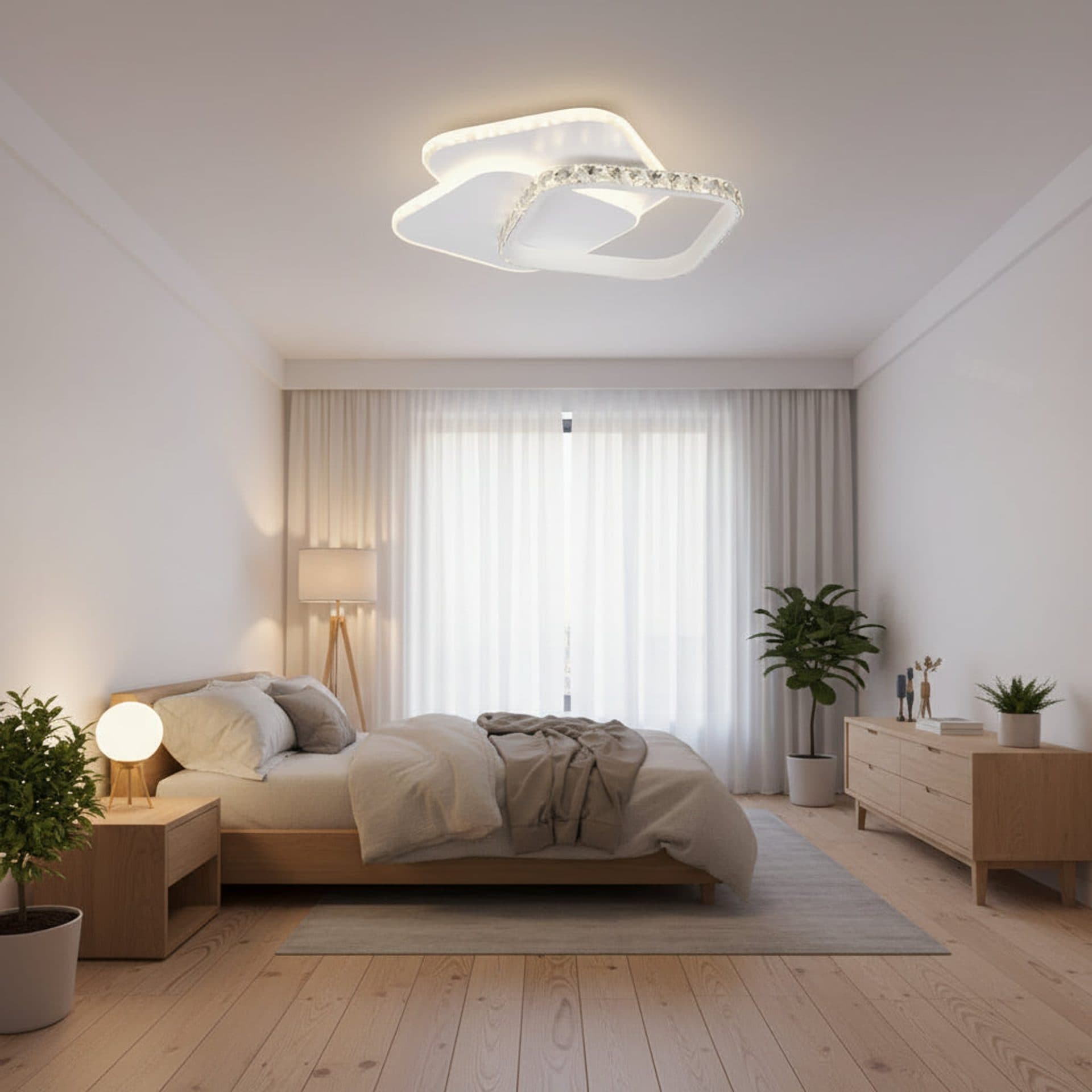 Lustra LED Flippy ANASTASIA cu cristal 39W, Diametru 30cm, lumina Rece/Calda/Neutra, Alb — imagine 1