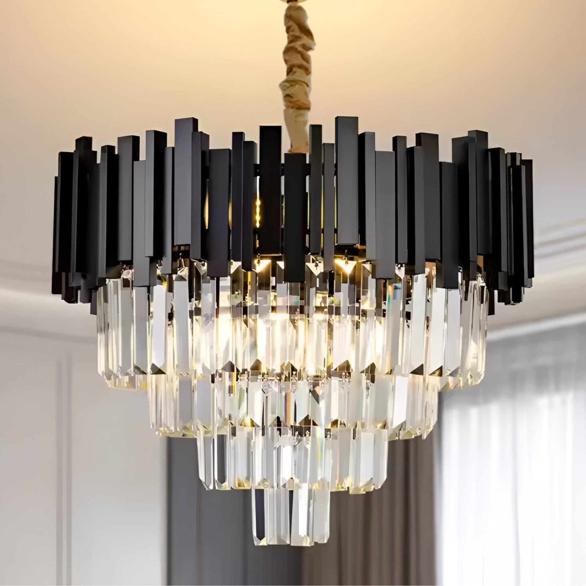 Candelabru Flippy Cristal BLOIS Nobile 5xE14 Diametru 40cm Negru — imagine 1