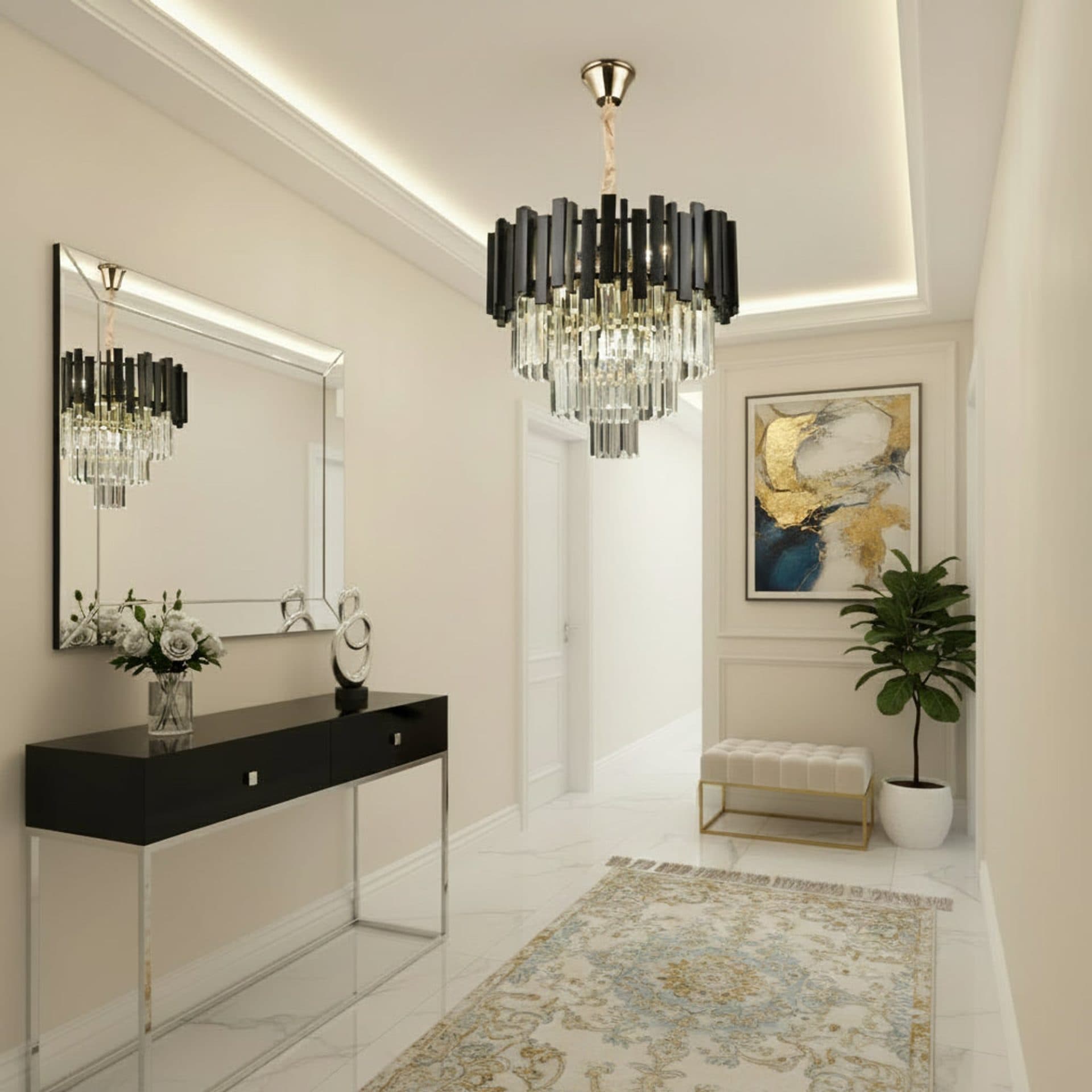 Candelabru Cristal BLOIS Petito, Flippy, 3x E14, Diametru 30cm, Negru — imagine 6