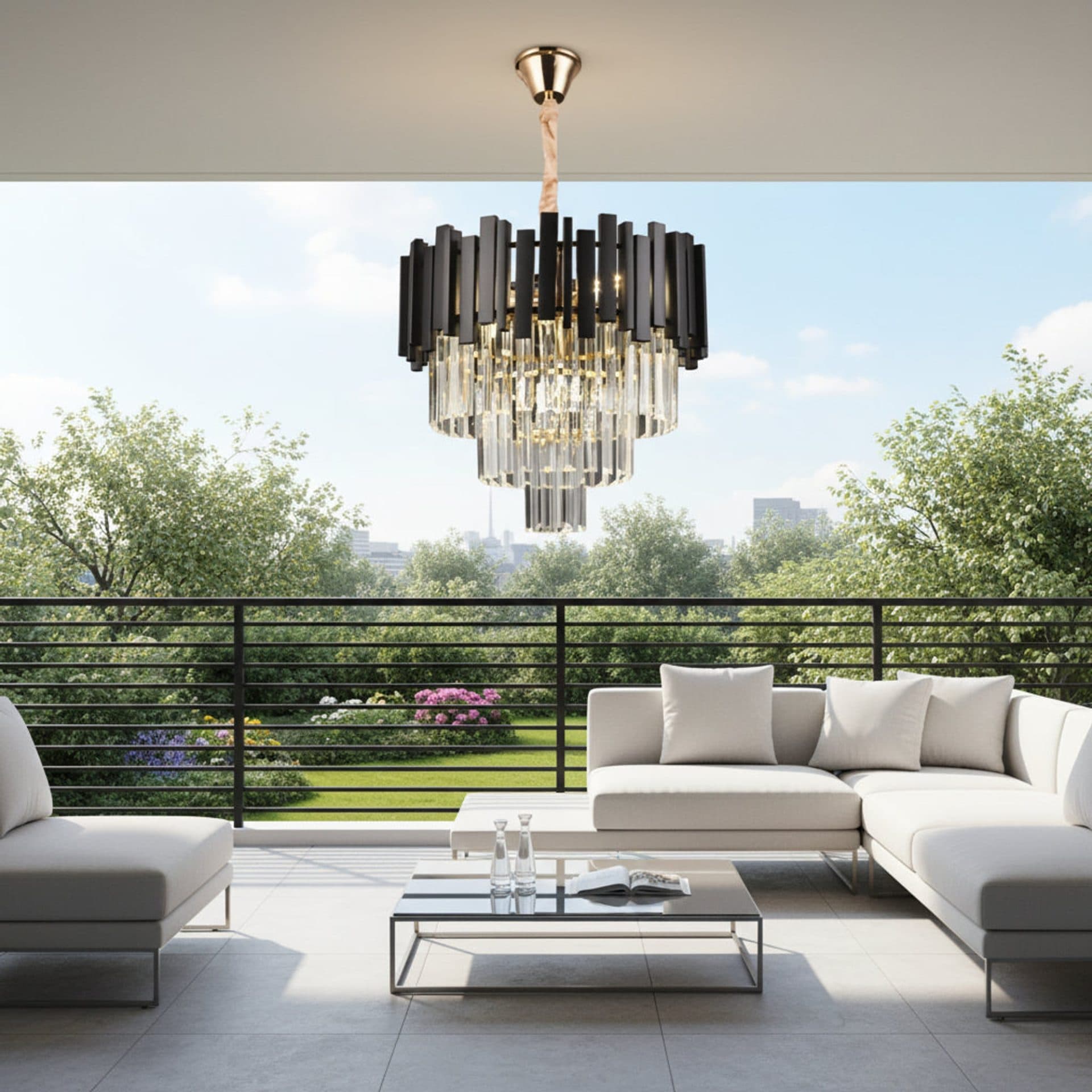 Candelabru Cristal BLOIS Petito, Flippy, 3x E14, Diametru 30cm, Negru — imagine 7