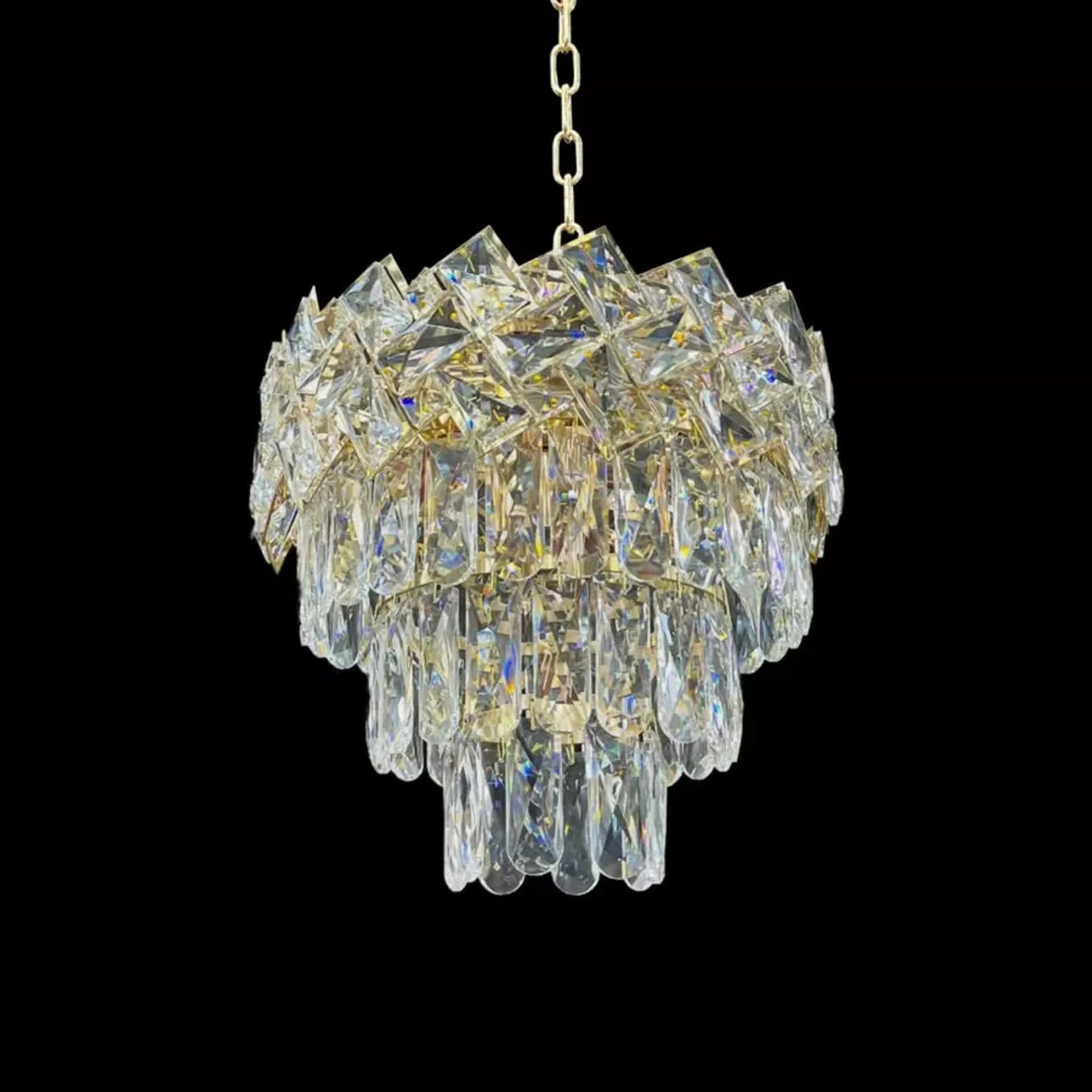 Candelabru Cristal Flippy WINDSOR Petito 3x E14, Diametru 29cm, Auriu Lucios — imagine 3