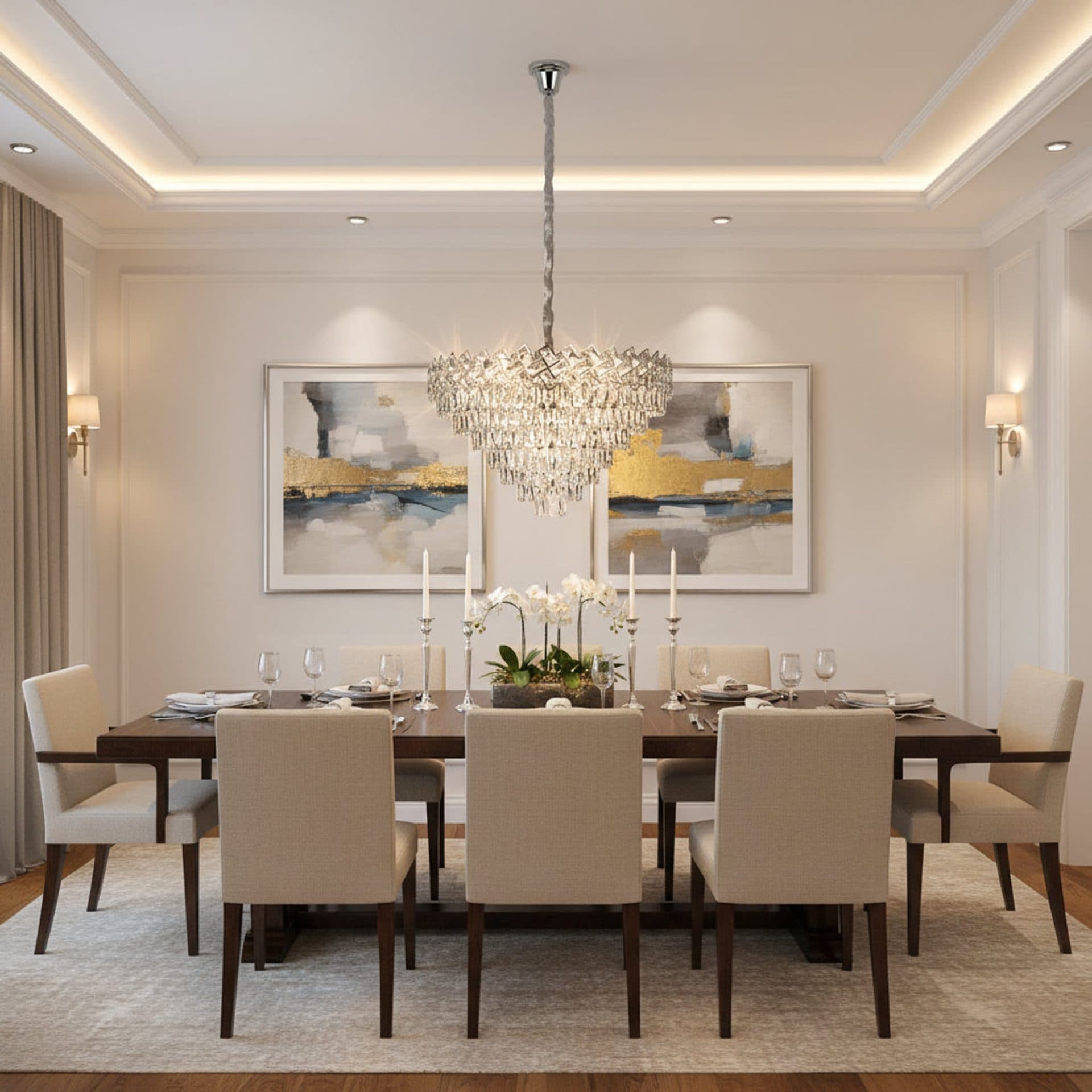 Candelabru Flippy Cristal WINDSOR Supremo 10x E14, Diametru 80cm, Crom Lucios, Inaltime Reglabila — imagine 3