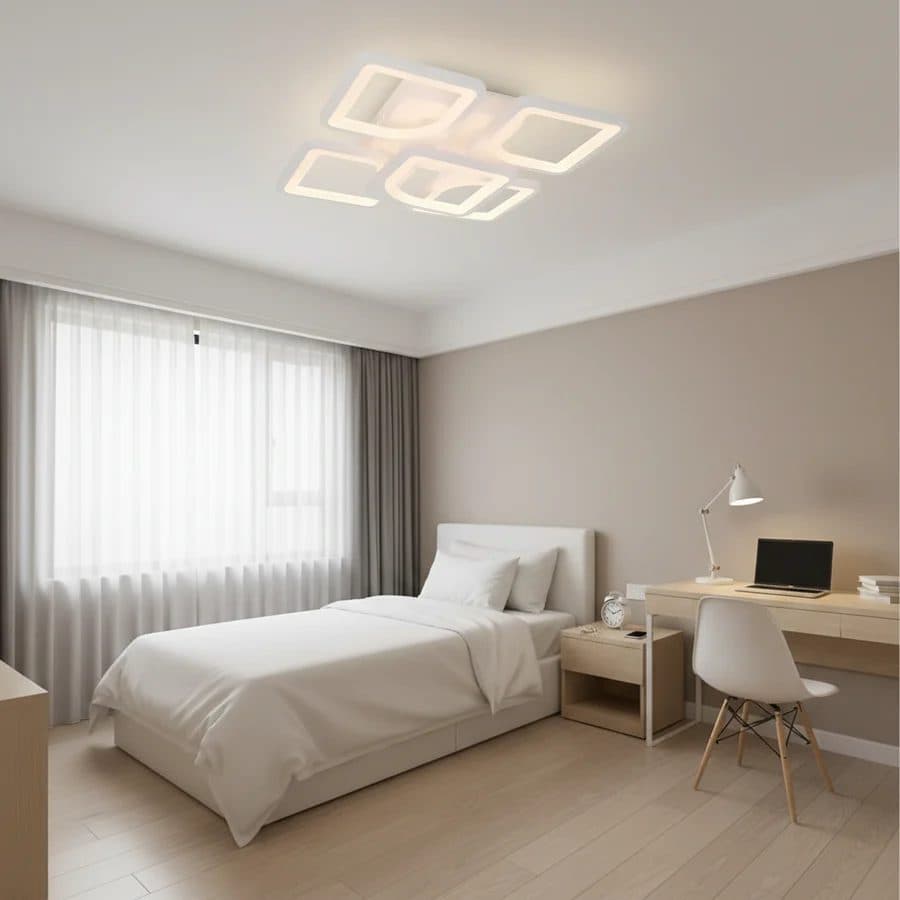 Lustra LED Flippy 70W 5 Patrate telecomanda Alb — imagine 1