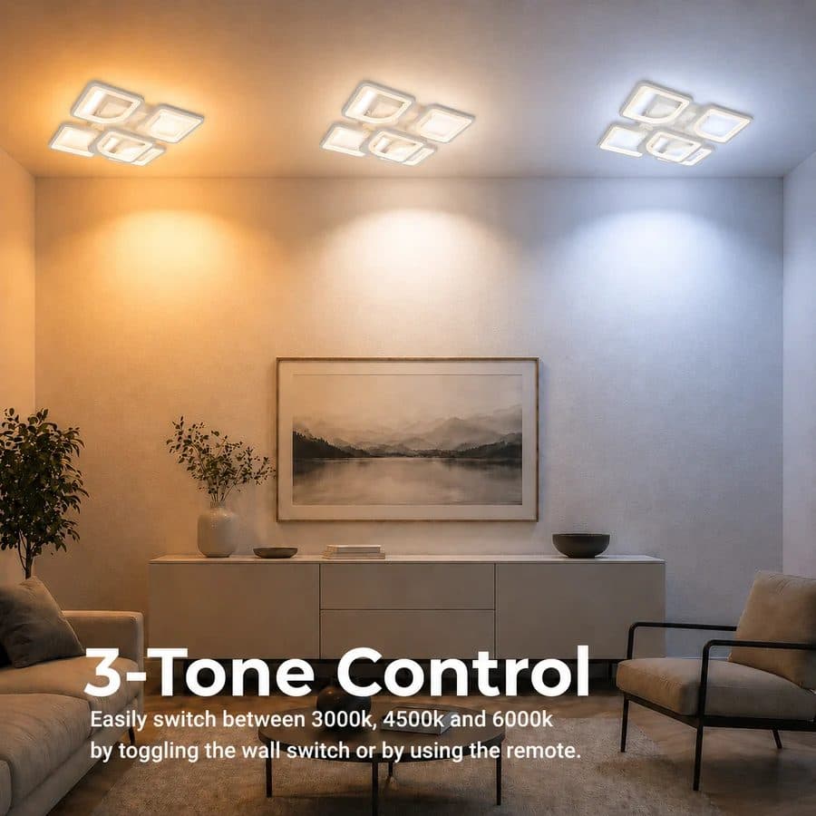Lustra LED Flippy 70W 5 Patrate telecomanda Alb — imagine 2