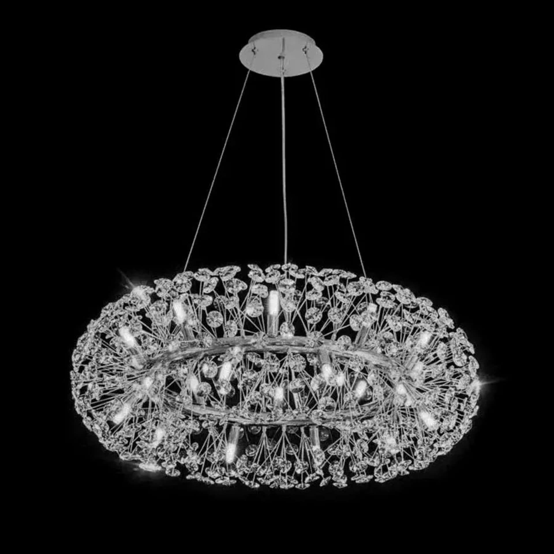 Candelabru Flippy Cristal MINUET 12x G9, Diametru 60cm, Argintiu Lucios, Inaltime Reglabila — imagine 2