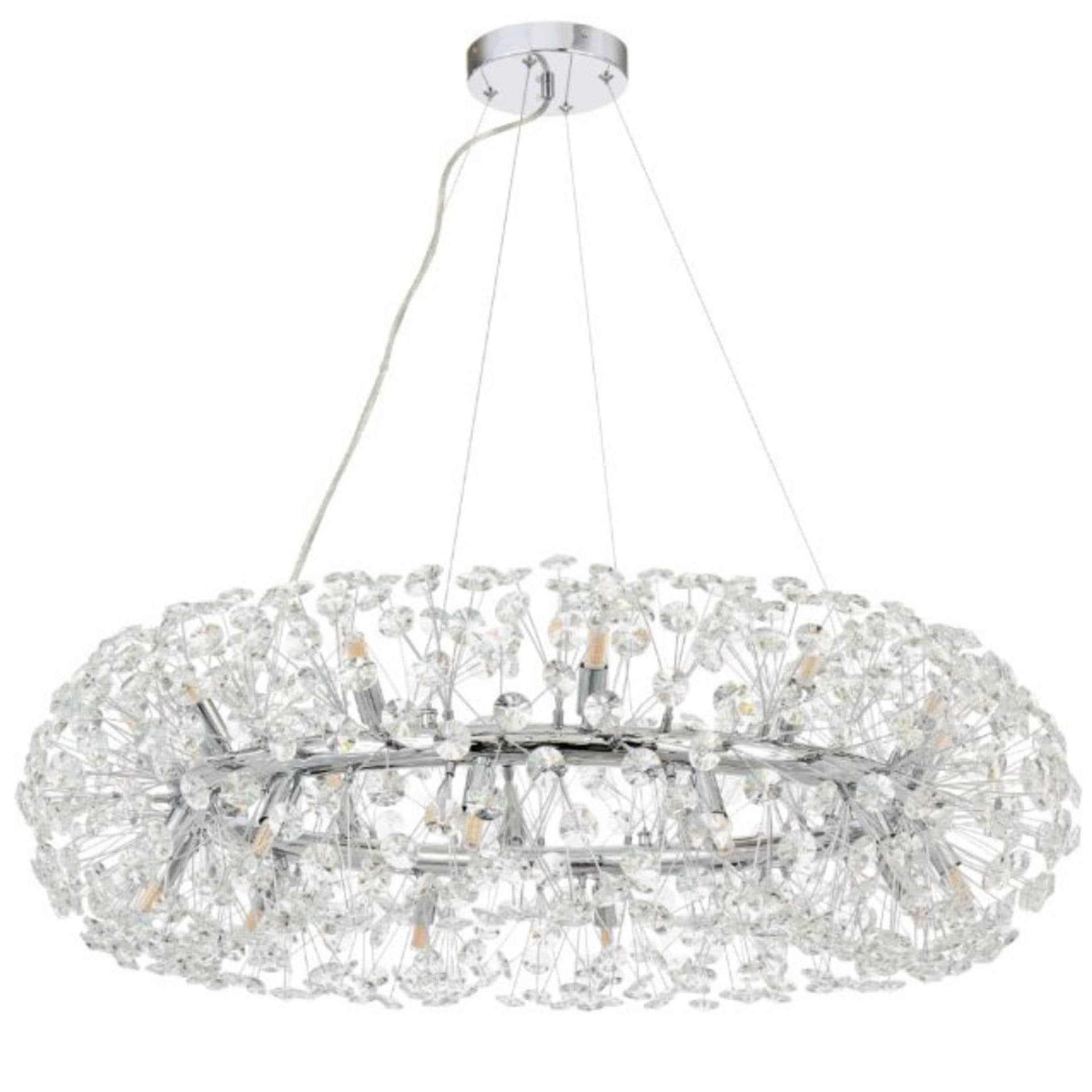 Candelabru Flippy Cristal MINUET 12x G9, Diametru 60cm, Argintiu Lucios, Inaltime Reglabila — imagine 3