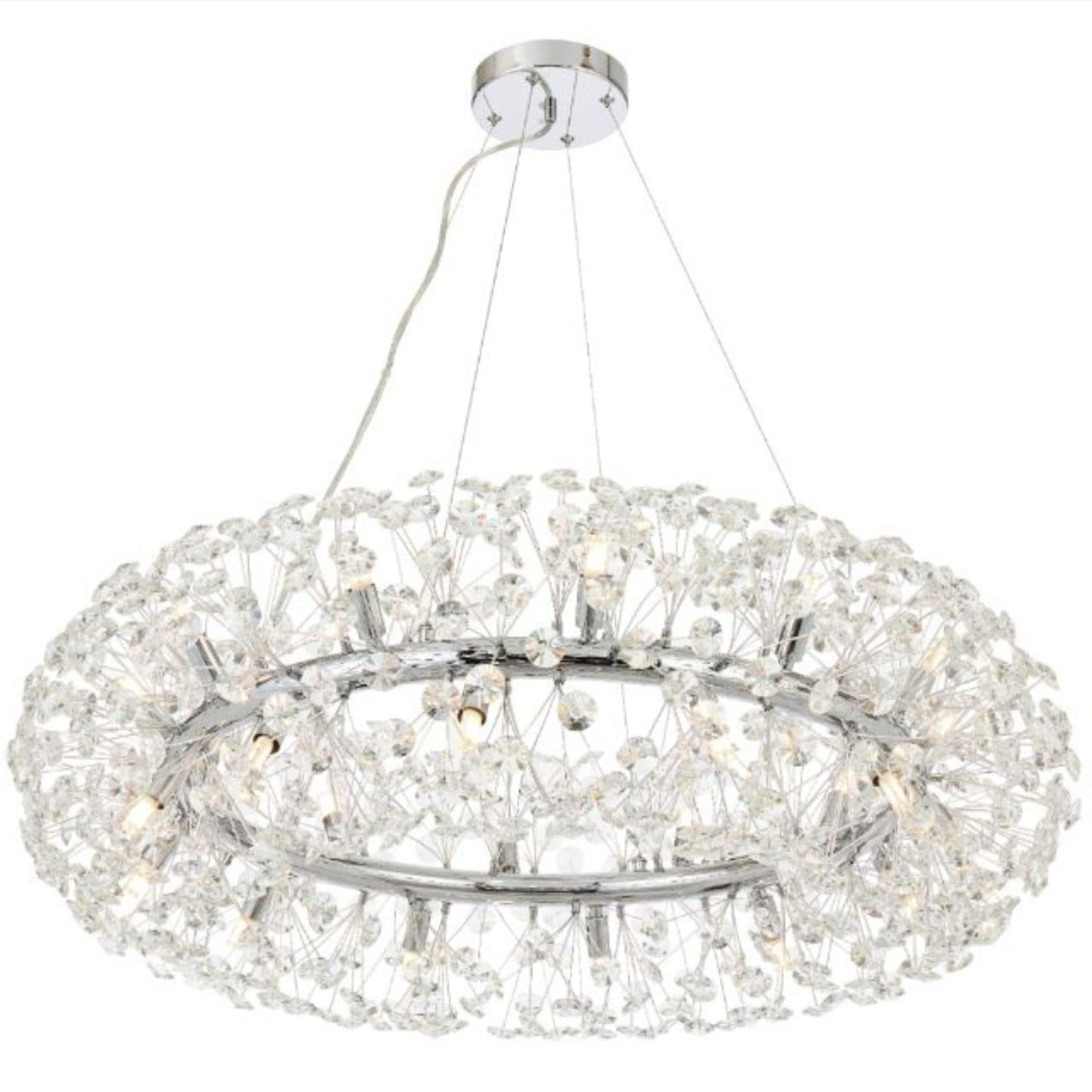 Candelabru Flippy Cristal MINUET 12x G9, Diametru 60cm, Argintiu Lucios, Inaltime Reglabila — imagine 4