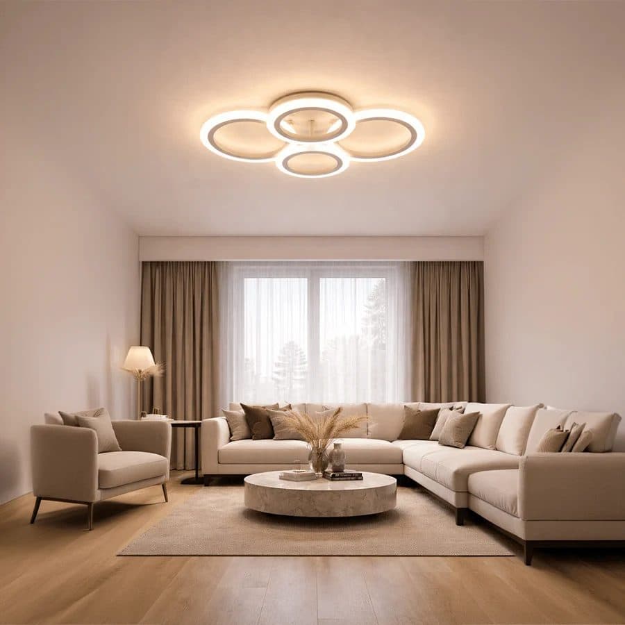 Lustra LED Flippy 43W 4 Cercuri Dimabila Alb — imagine 1
