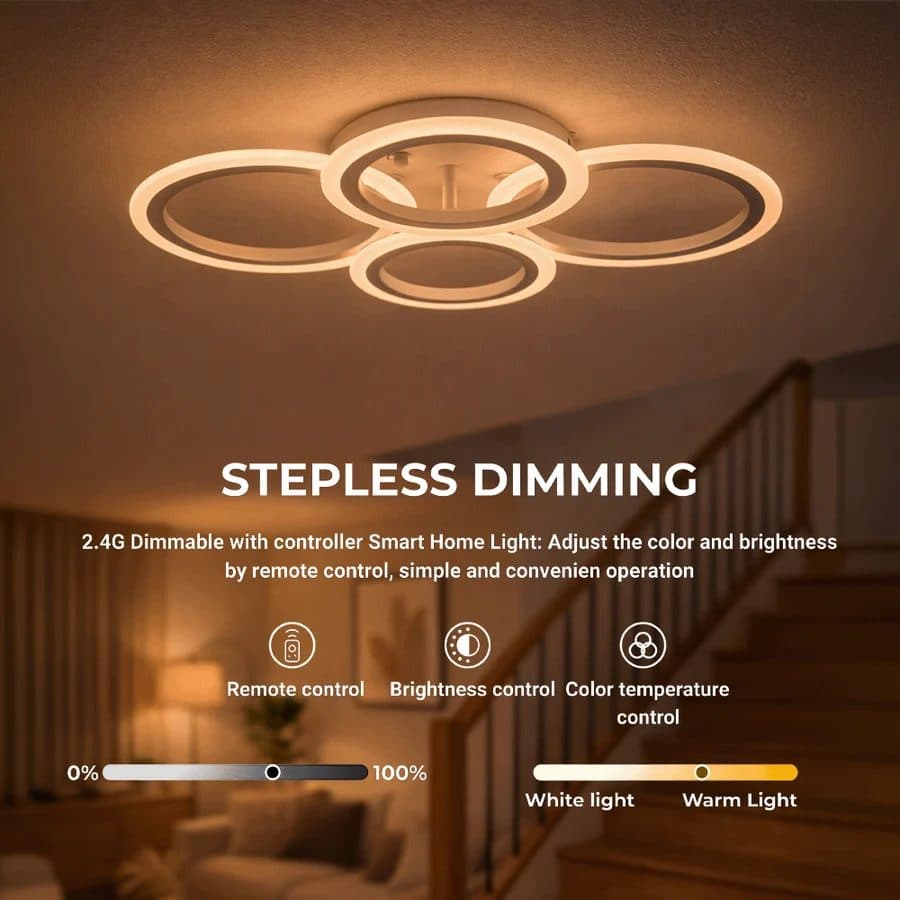 Lustra LED Flippy 43W 4 Cercuri Dimabila Alb — imagine 3