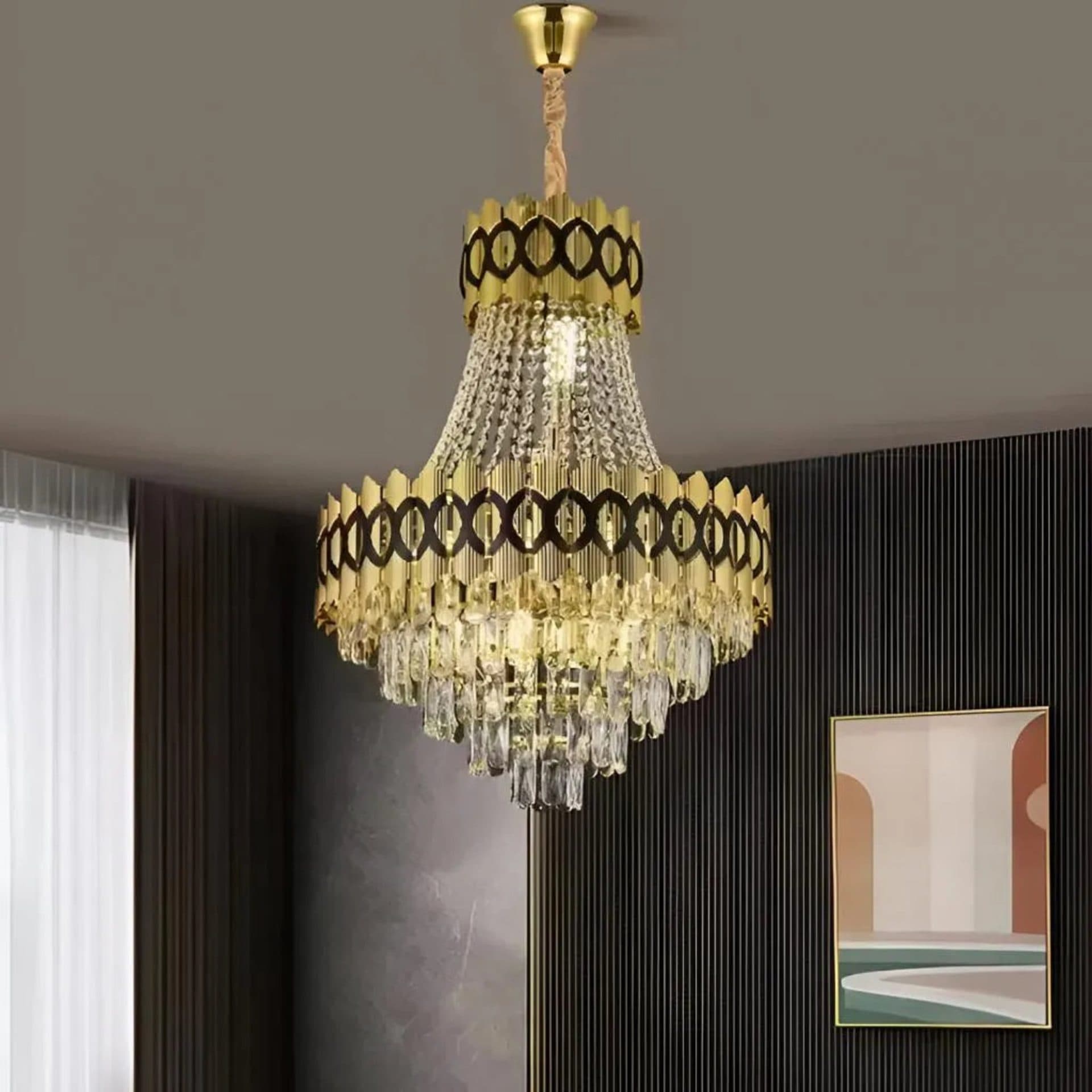 Candelabru Flippy Cristal Evangeline Auriu Negru 10XE14 Inaltime Reglabila — imagine 1