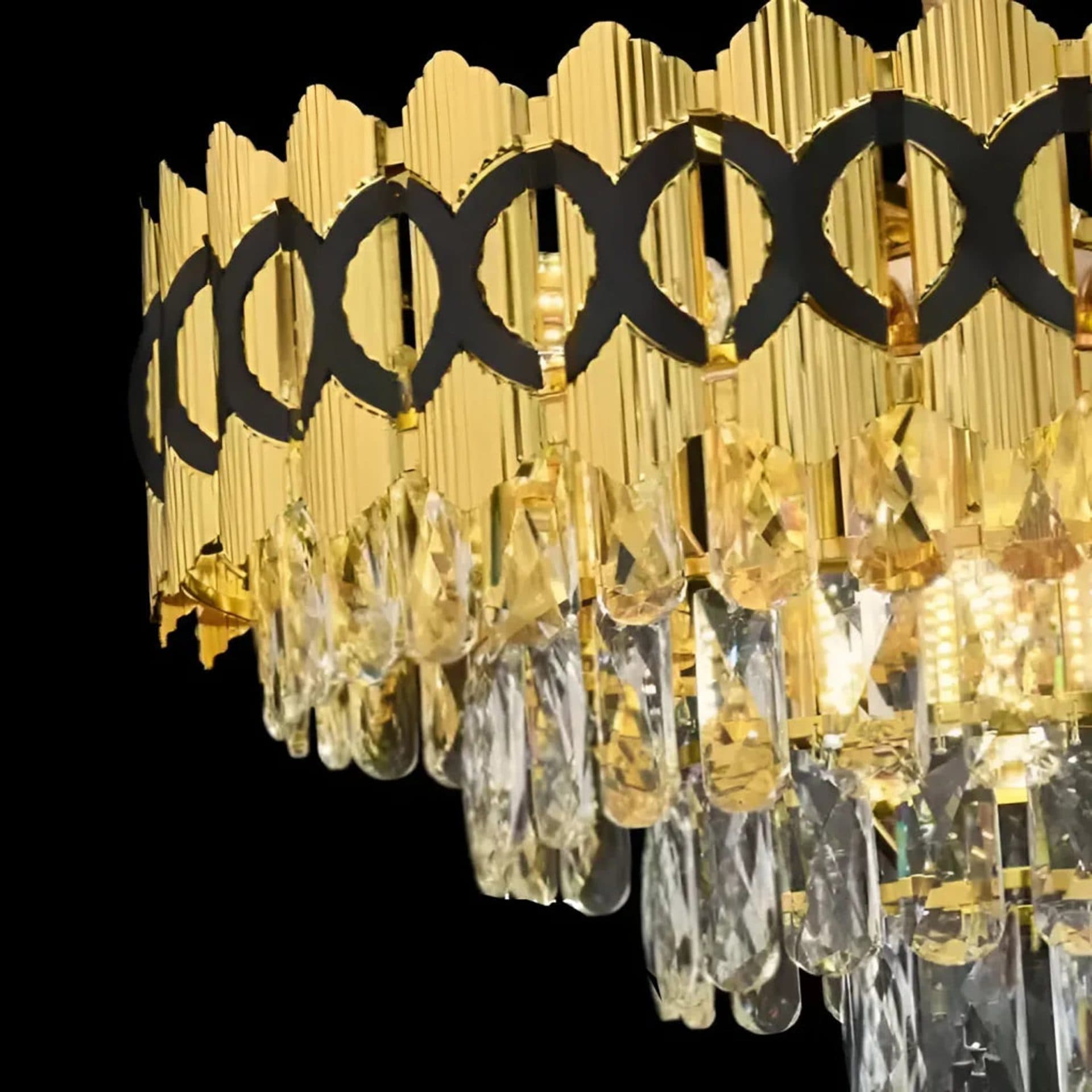 Candelabru Flippy Cristal Evangeline Auriu Negru 10XE14 Inaltime Reglabila — imagine 2